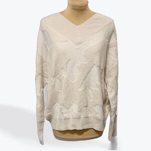 Tricot Chic‎ Cream Textured V Neck Sweater Long Sleeve Made in Italy